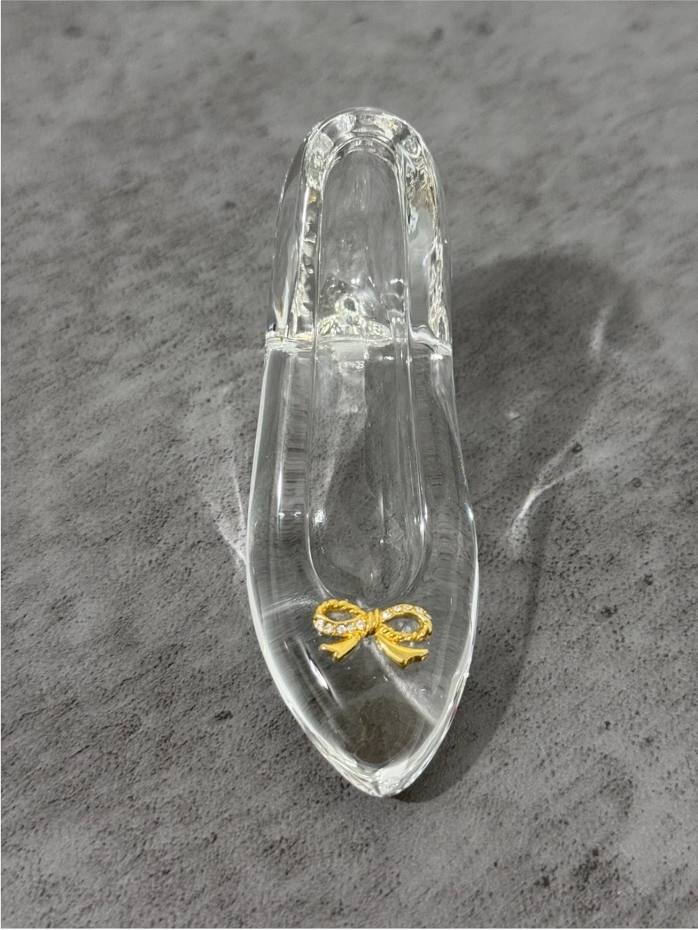Clear Glass Trinket Dish with Gold Bow Accent